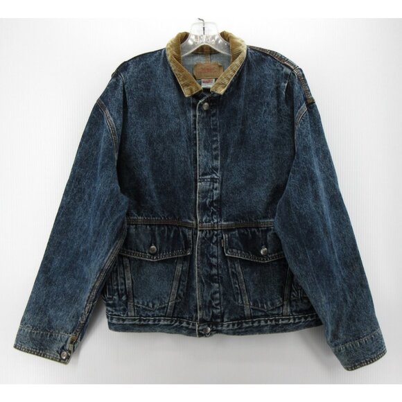 VINTAGE Levis Trucker Jacket Medium Acid Wash Moto Bomber Denim 80s USA - Picture 1 of 12